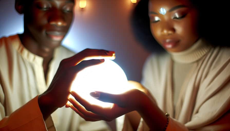 Hands holding a glowing light