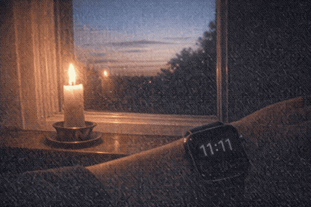Candlelight and smartwatch at sunset