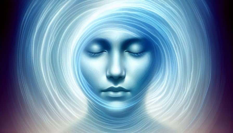 person surrounded by a calming blue aura